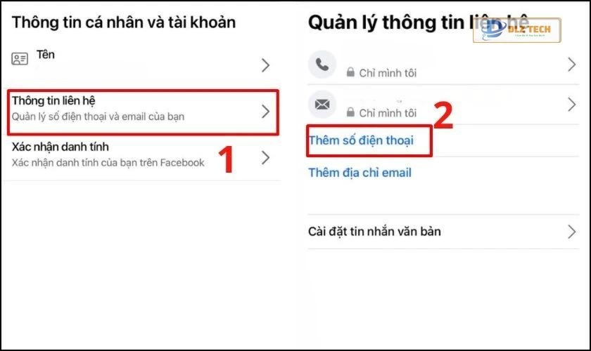 Nhấn vào mục Thông tin liên hệ để chuyển tới phần thông tin