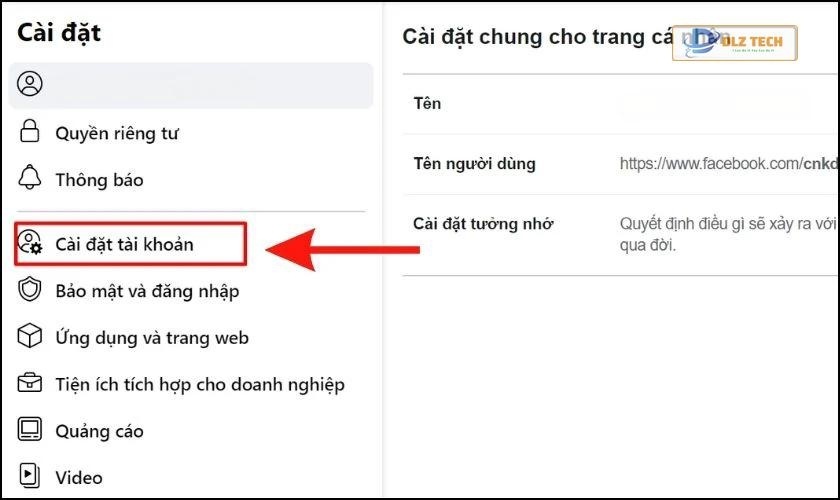 Chọn Cài đặt tài khoản