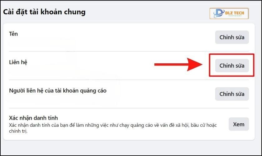 Nhấn chọn Chỉnh sửa Liên hệ