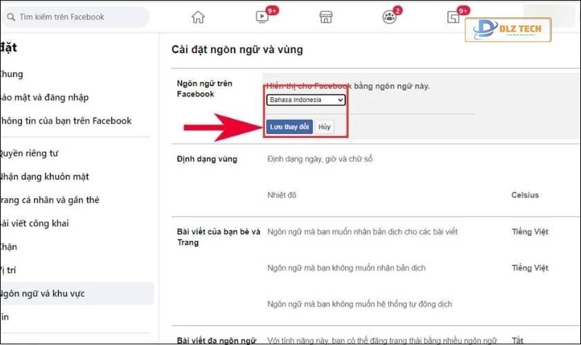 Chọn ngôn ngữ Bahasa Indonesia