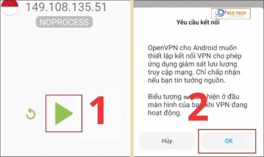 Nhấn biểu tượng Phát hình tam giác