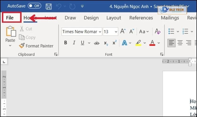 Cách đổi tên file Word bằng Save As