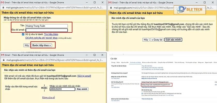 hiển thị dưới tài khoản chính