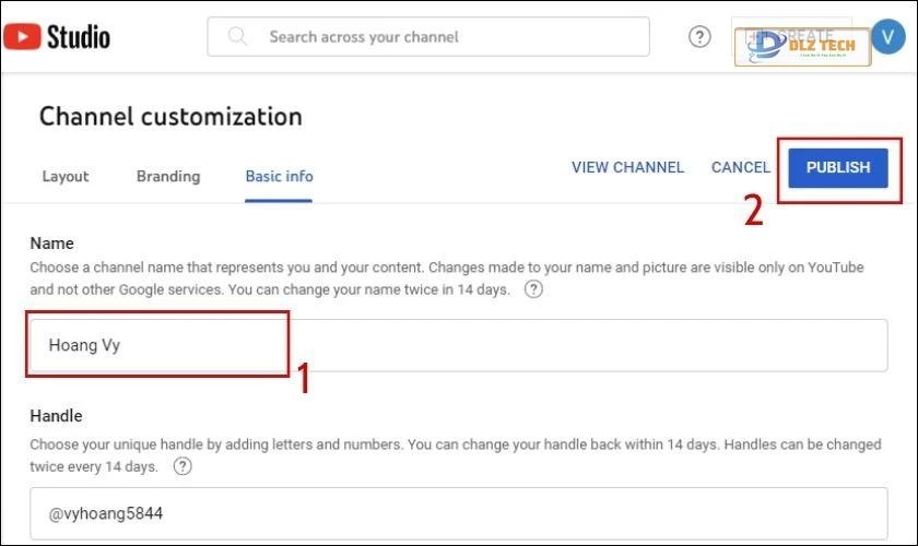 Nhập tên mới và nhấn Xuất bản