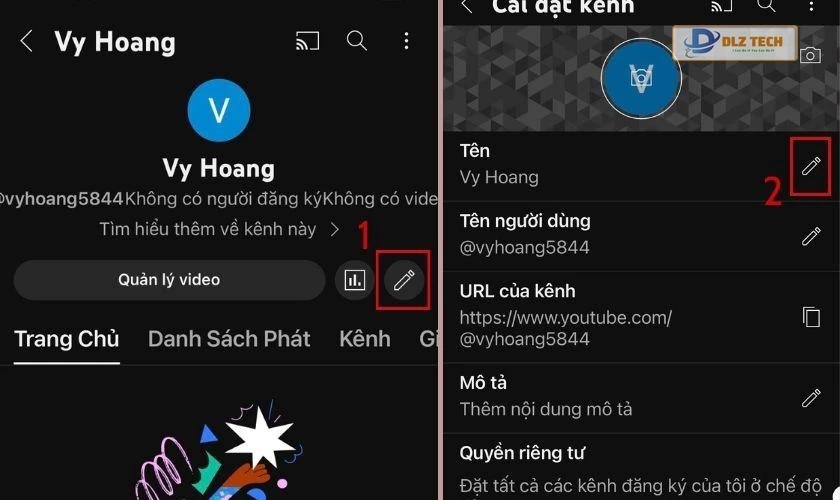 Nhấn vào biểu tượng cây bút để chỉnh sửa tên
