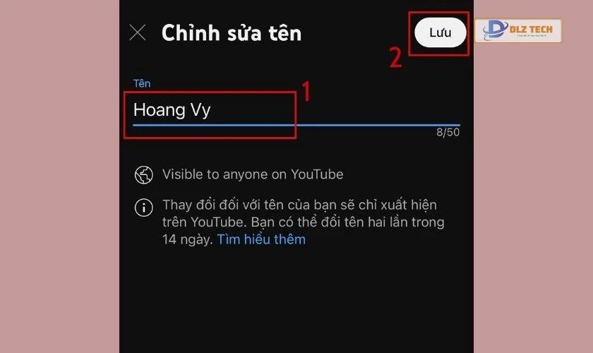Nhập tên mới và nhấn Lưu