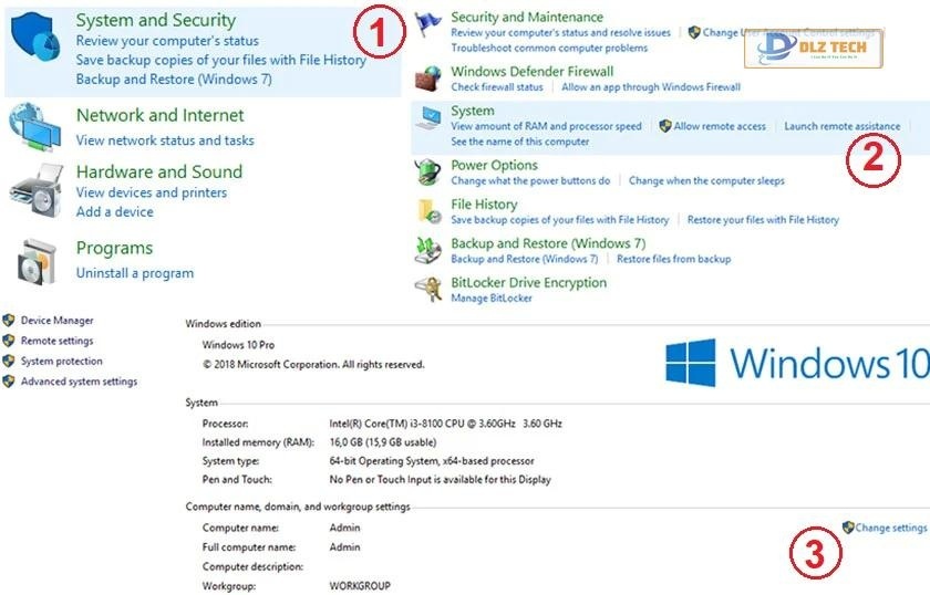 Các bước đổi tên pc win 10 trong Control Panel