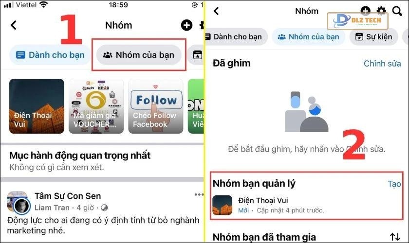 Sau đó chọn Nhóm của bạn