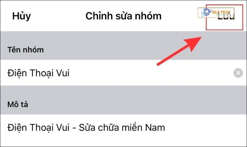 Chọn Lưu ở góc phải phía trên màn hình