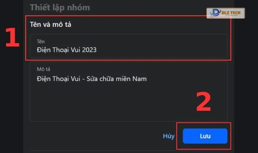 Tiến hành đổi tên nhóm theo mong muốn ở mục Tên