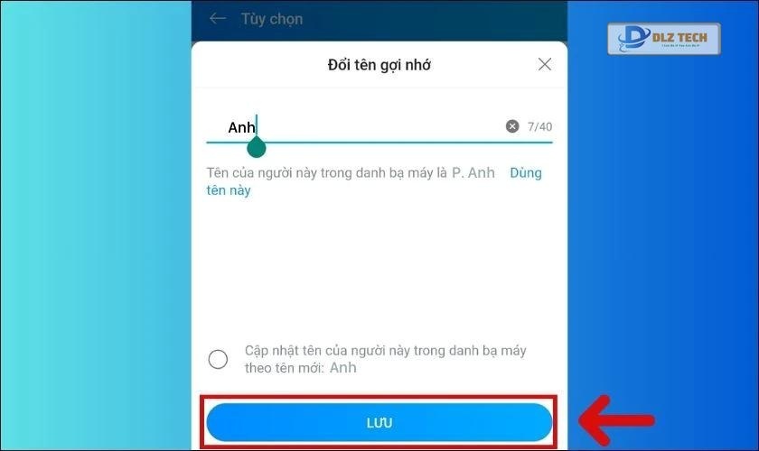 Bắt đầu gõ tên và chọn Lưu