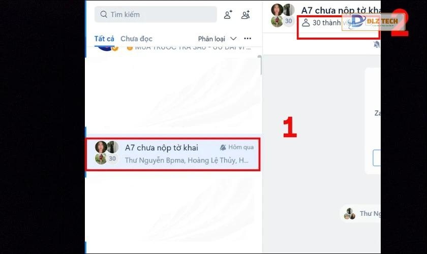 Chọn biểu tượng hiển thị Số lượng thành viên
