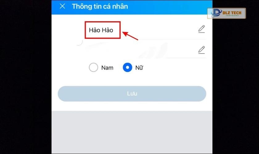 Chọn vào Cây bút ở phần tên để đổi tên Zalo