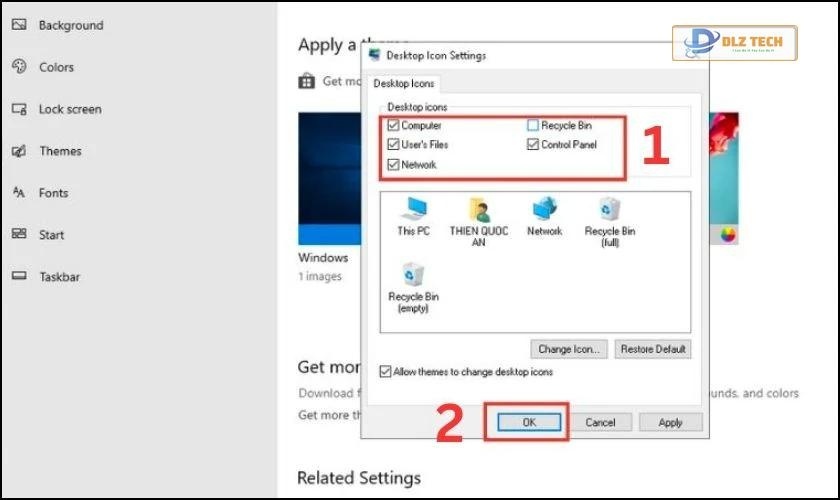 Chọn icon ứng dụng cần đưa ra màn hình và nhấn OK 