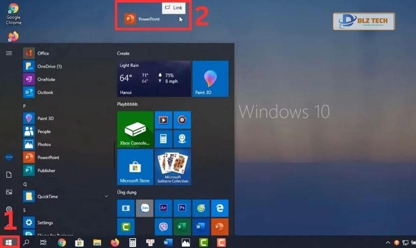 Kéo ứng dụng ra màn hình máy tình từ Start Menu