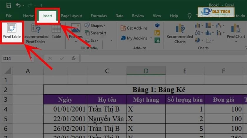 Cách tạo bảng thống kê Pivot table trong Excel
