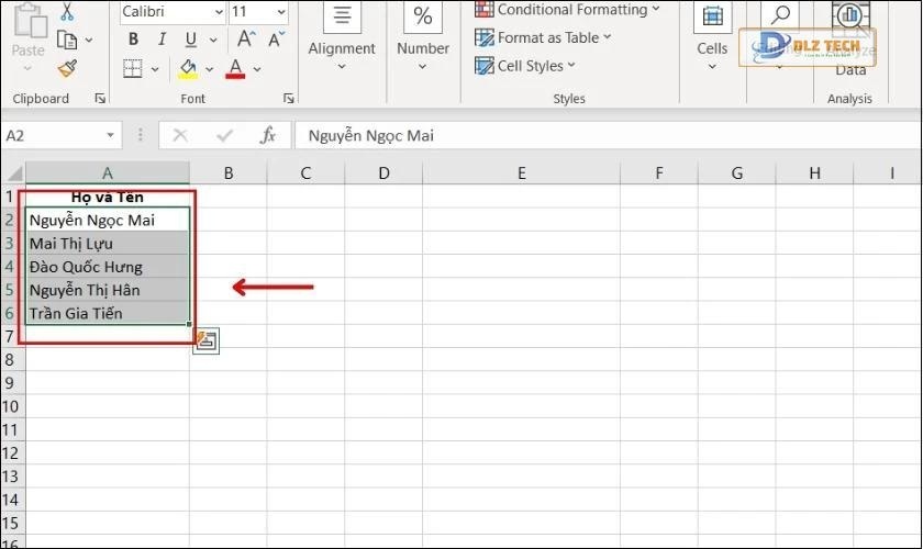 Sử dụng tổ hợp phím tắt để gạch ngang chữ trong Excel 