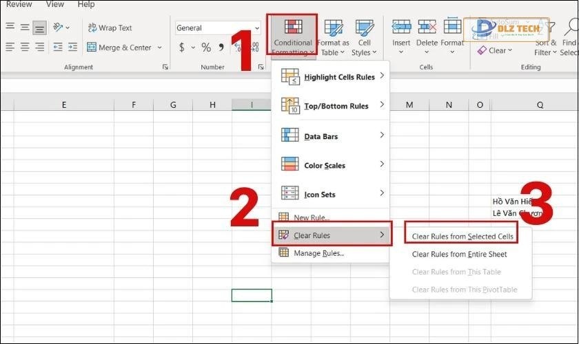 Nhấp vào Clear Rules from Selected Cells