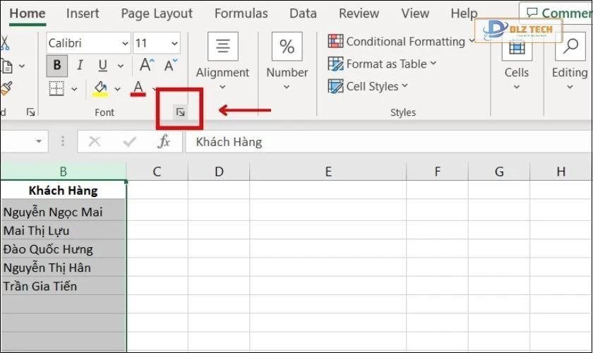 Sử dụng hộp thoại Format Cells để gạch ngang giữa chữ trong Excel 
