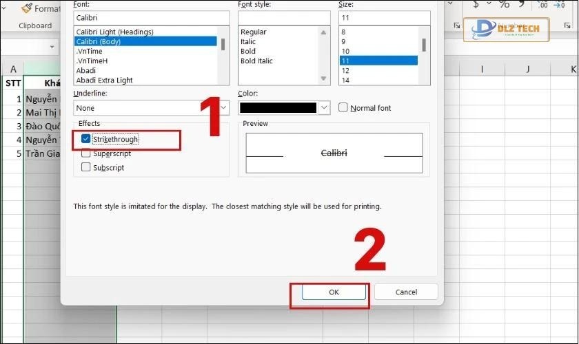 Bạn tick vào ô Strikethrough