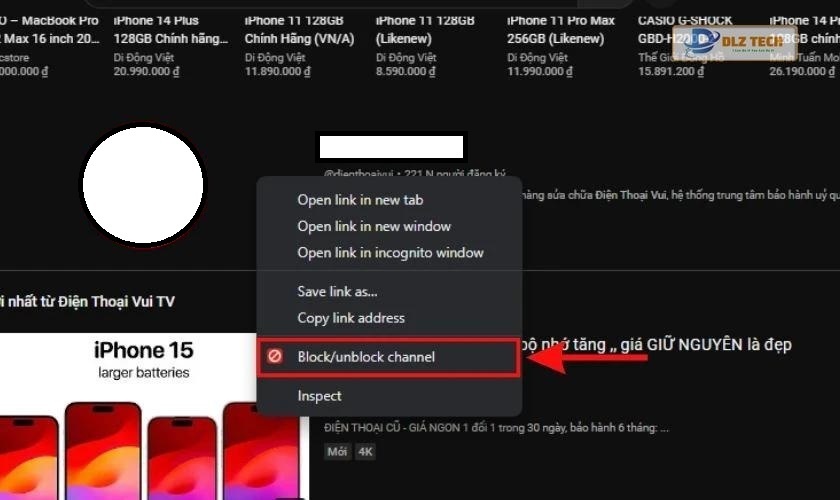 Chặn tất cả video từ một kênh