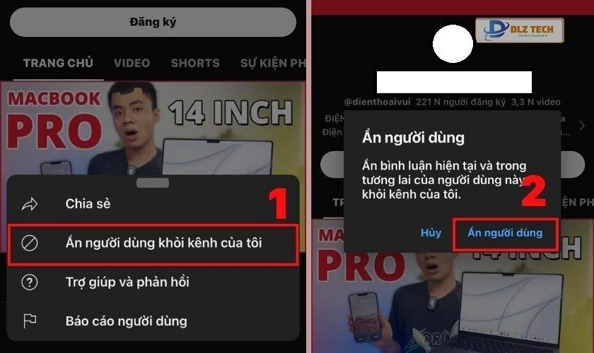 Xác nhận chặn kênh YouTube
