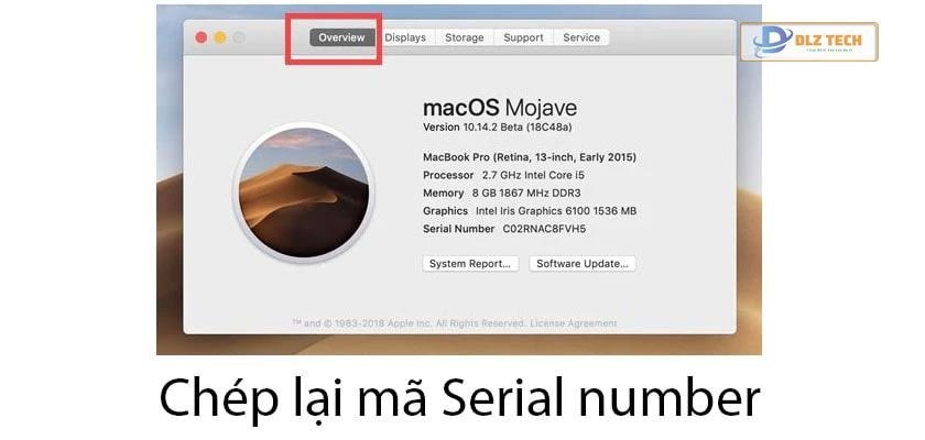 Chép lại mã Serial number