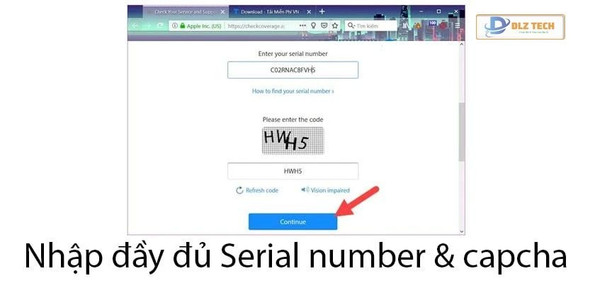 Nhập đầy đủ số Serial