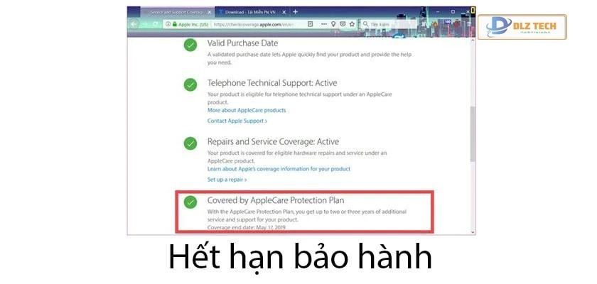 Chú ý đến dòng Coverage end date