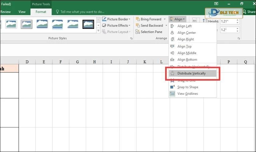 Thực hiện căn đều khoảng cách các ảnh