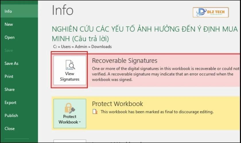 Chọn Views Signatures để xem chữ ký ẩn 