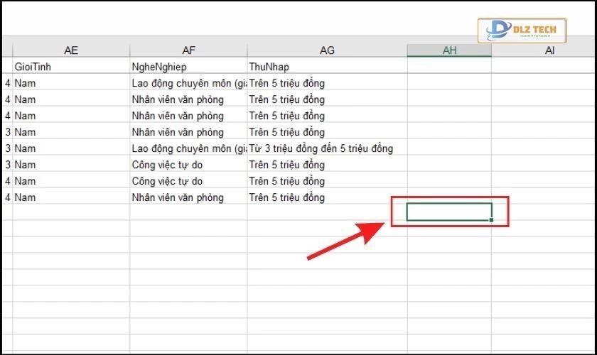 Chọn vị trí cần chèn hình ảnh chữ ký tay vào file Excel
