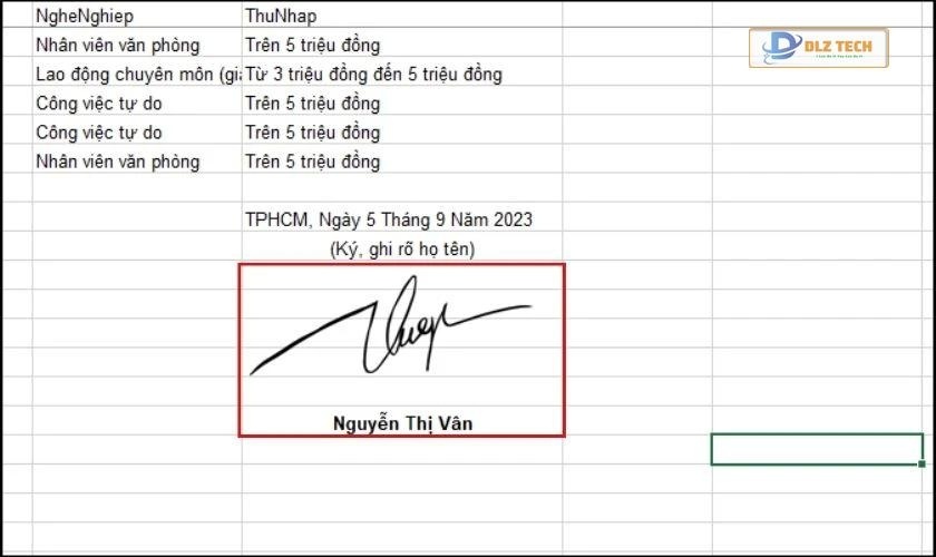 Cách chèn hình ảnh chữ ký tay, con dấu vào Excel