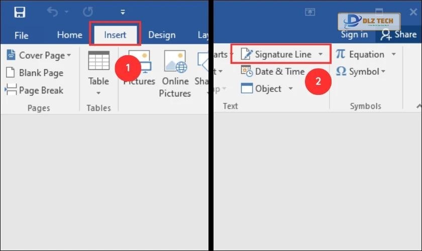 insert thêm dòng signature vào văn bản