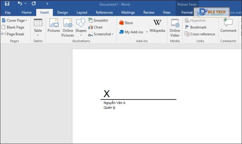 cách thêm dòng chữ ký vào word 