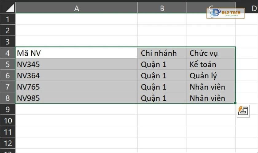 Kết quả sau khi chia cột trong Excel