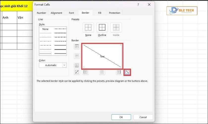 Tích vào mục chéo ô