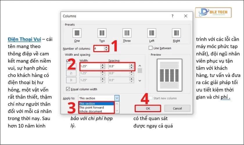 điều chỉnh khoảng cách 