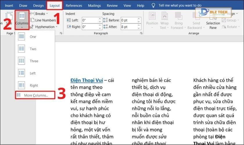 chỉnh khoảng cách 