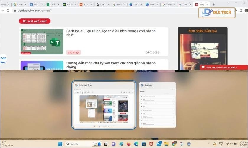 Chia cửa sổ làm việc theo chiều ngang 