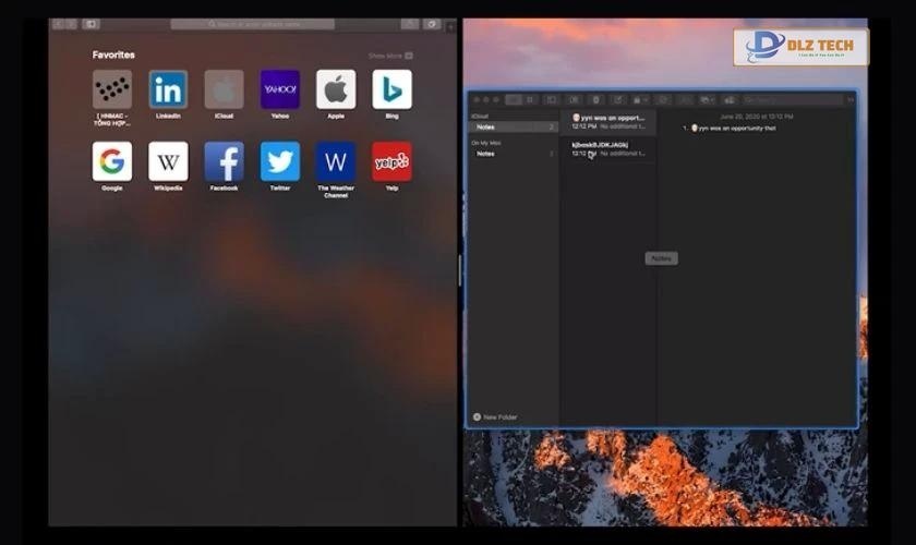 Sử dụng phím tắt để chia cửa sổ làm việc 