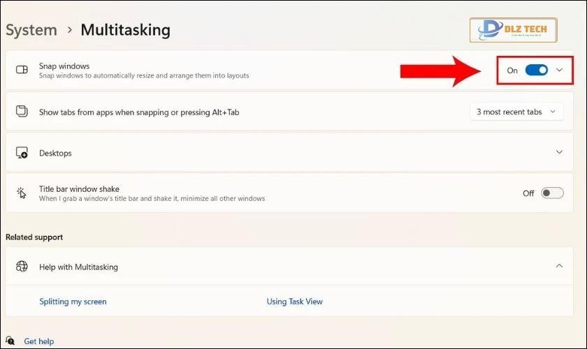 Bật chế độ chia đôi màn hình trên laptop win 10