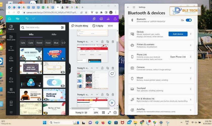 Sử dụng chuột để chia đôi màn hình laptop 