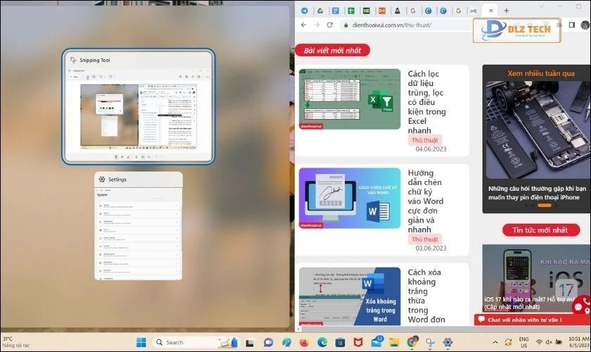 Chia màn hình theo chiều dọc 
