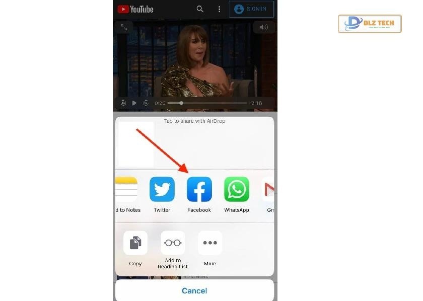 Chọn nút chia sẻ trên Android