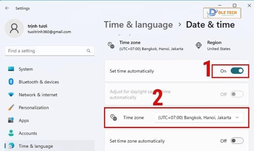 Lựa chọn múi giờ phù hợp trên Win 10