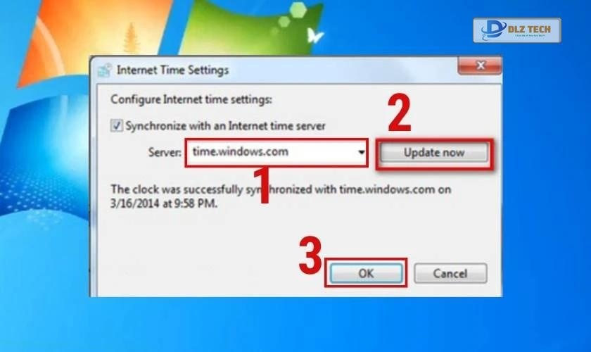 Hoàn tất điều chỉnh date time tự động trên win 7