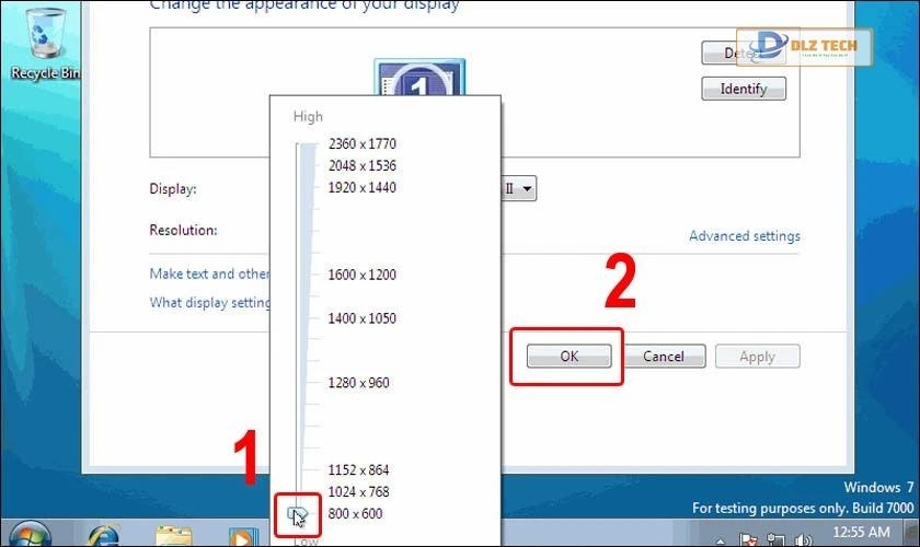 Chọn một độ phân giải phù hợp với màn hình của bạn
