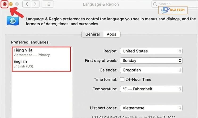 Nhấn vào Dấu (x) để thoát cửa sổ