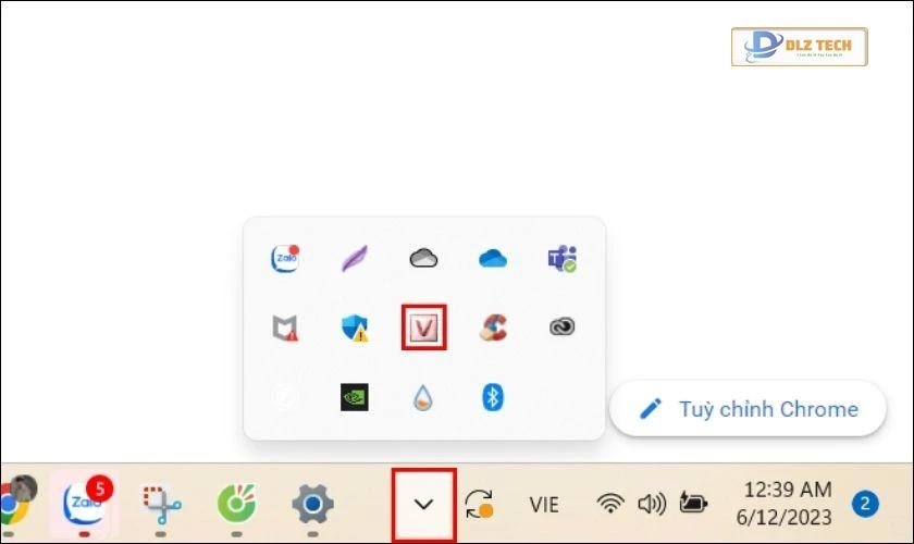 Click vào icon để chuyển sang chữ V màu đỏ để gõ tiếng Việt